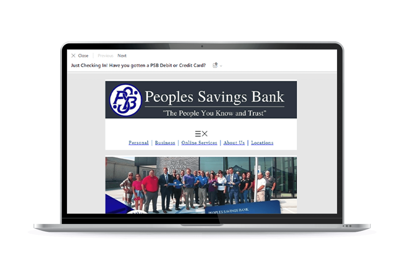 Peoples Savings Bank Email Mockup