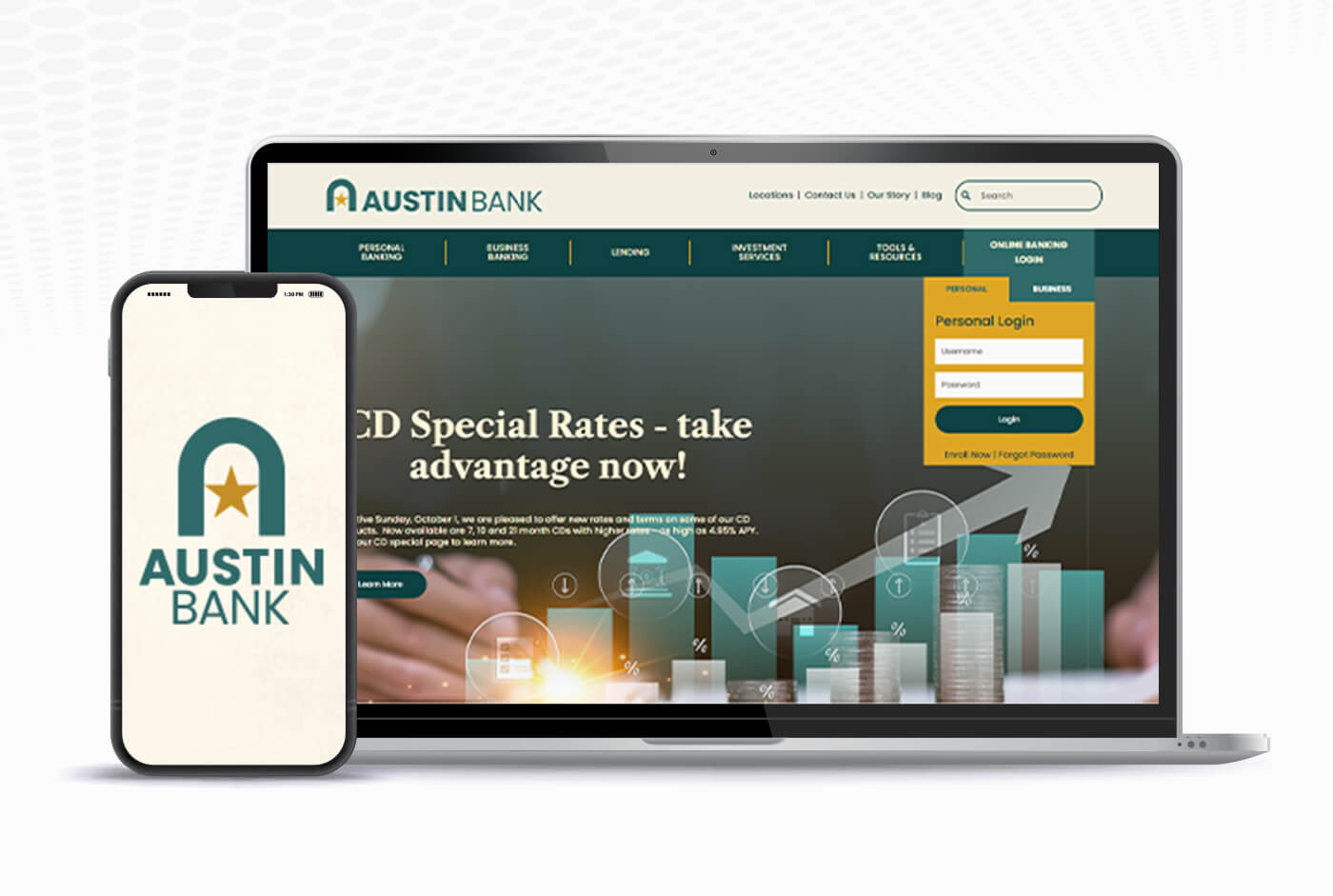 Austin Bank Website Mockup