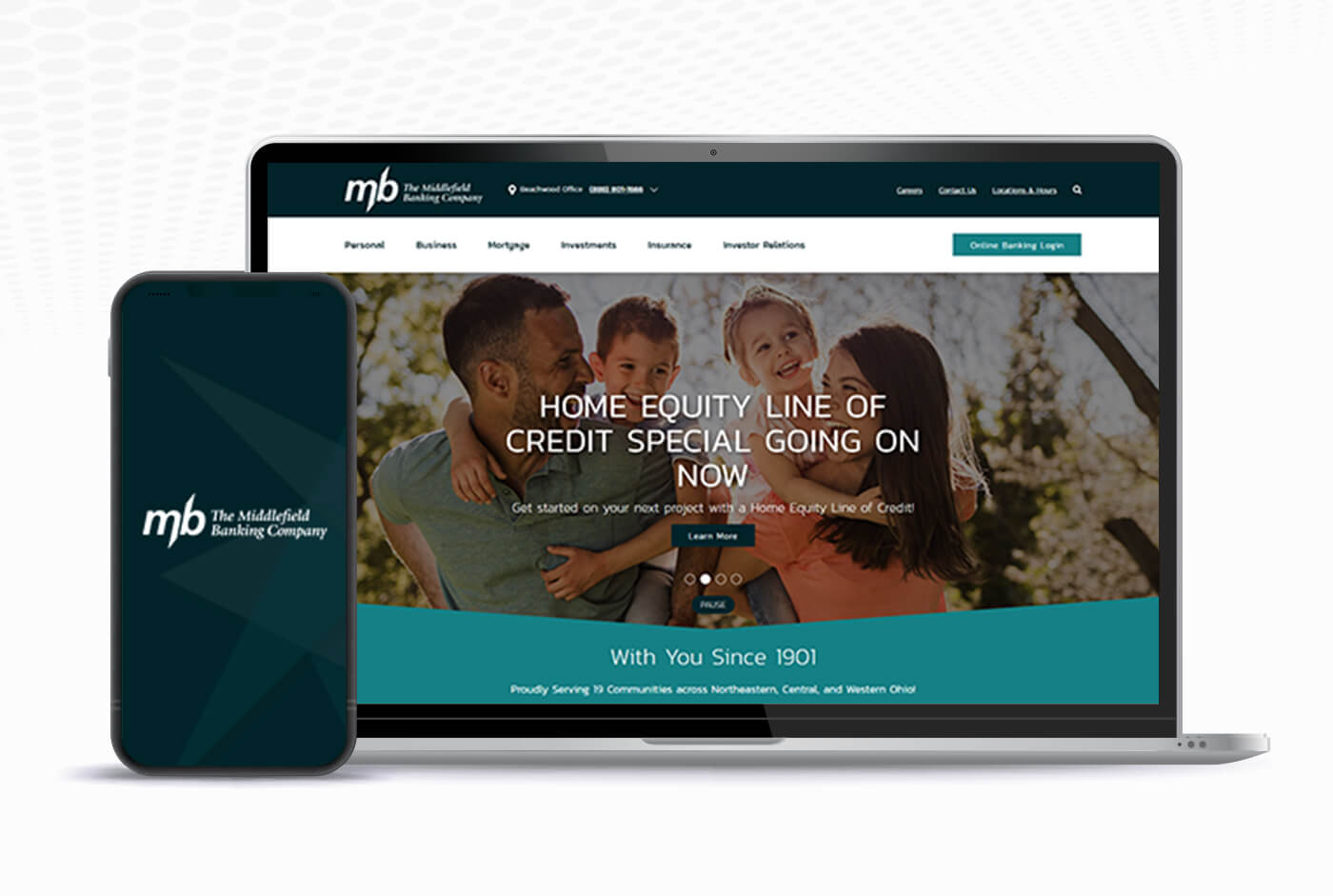 Middlefield Banking Company Website Mockup