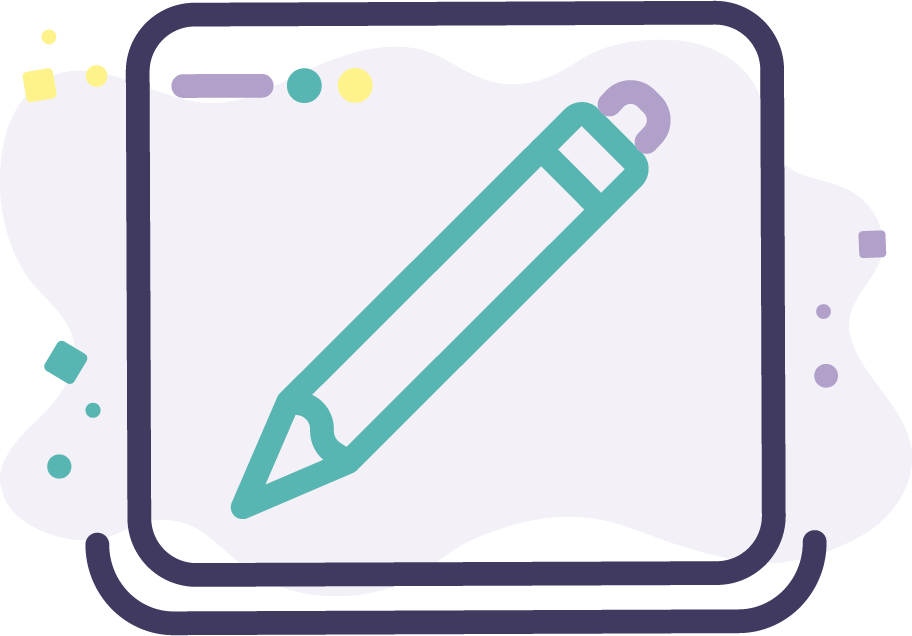line vector icon of laptop with pencil