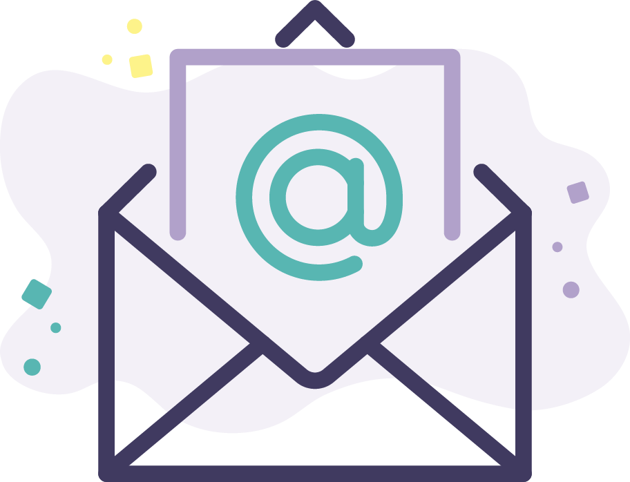 line vector icon of envelope with email at symbol