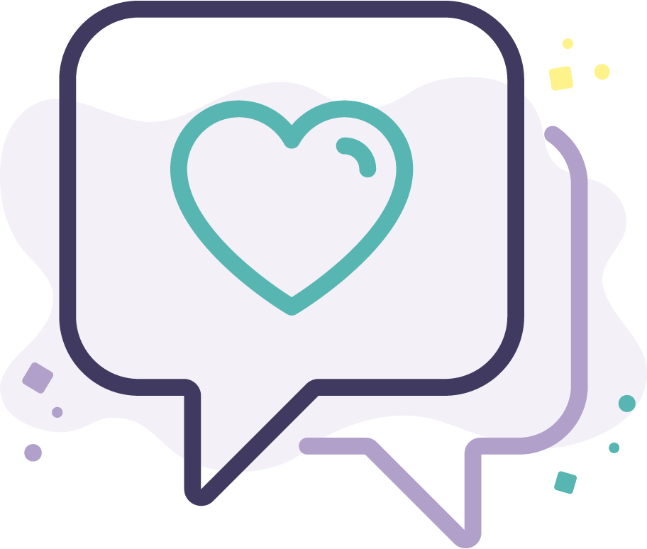 line vector icon of chat bubbles with heart icon