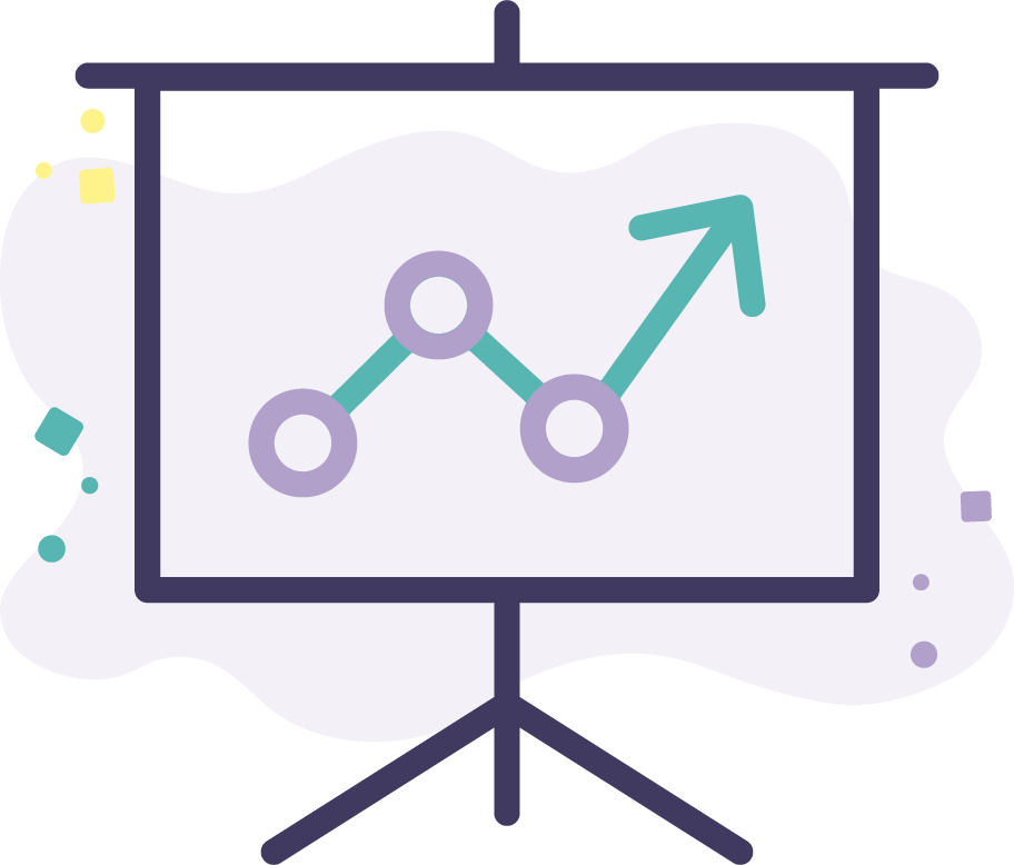 line vector icon of presentation board with data graph